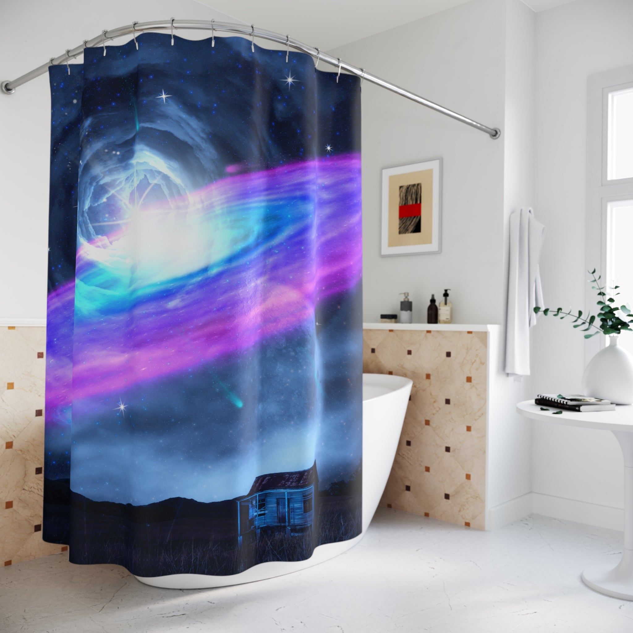 Cosmic Galaxy Shower Curtain - Space Themed Bathroom Decor