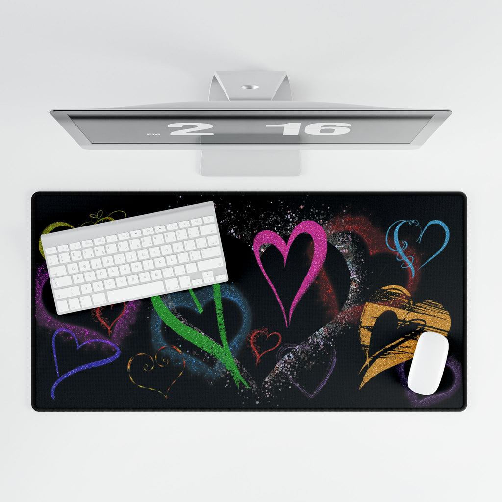 Colorful Love Heart Desk Mat - Ideal for Home Office & Gift Giving