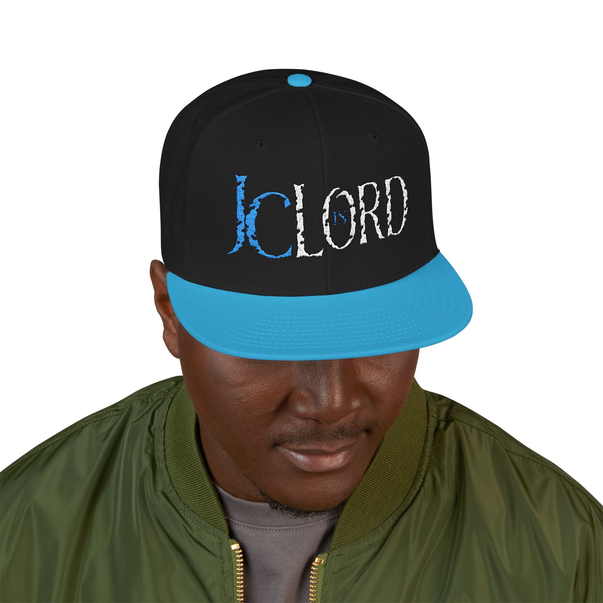 JC is Lord (Blue/White Ltrs) - Snapback (Embroidery)