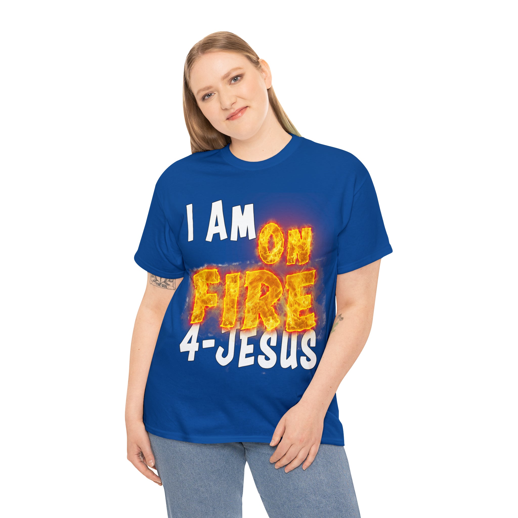 I AM ON FIRE 4-JESUS - ARE YOU HOT OR COLD 4-JESUS (Unisex Heavy Cotton Tee) PRICES VARY UPON COLOR AND SIZE