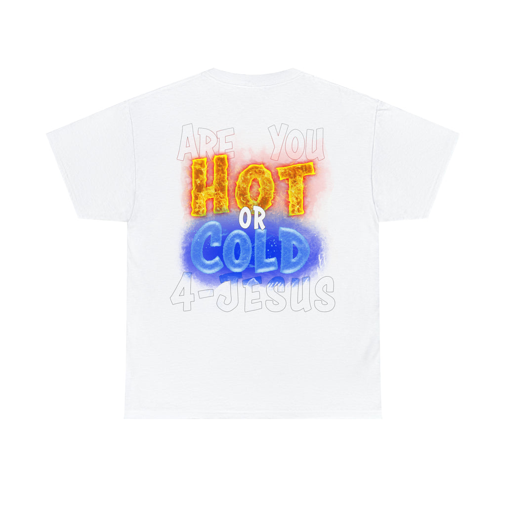 I AM ON FIRE 4-JESUS - ARE YOU HOT OR COLD 4-JESUS (Unisex Heavy Cotton Tee) PRICES VARY UPON COLOR AND SIZE