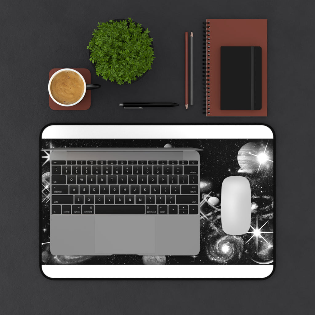 Black & White Space -  Desk Mat for Gamers & Creatives - Cosmic Space Design