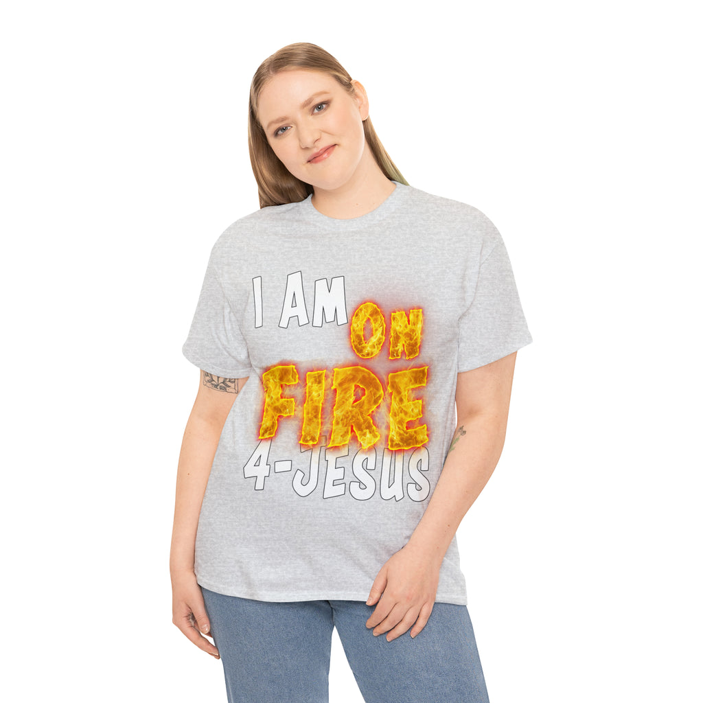 I AM ON FIRE 4-JESUS - ARE YOU HOT OR COLD 4-JESUS (Unisex Heavy Cotton Tee) PRICES VARY UPON COLOR AND SIZE