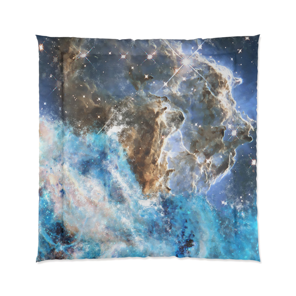 Celestial Blue  Comforter: Space-Themed Cozy Blanket for Dreamers, Stylish Bedding, Galaxy Decor, Unique Gift for Astronomy Lovers