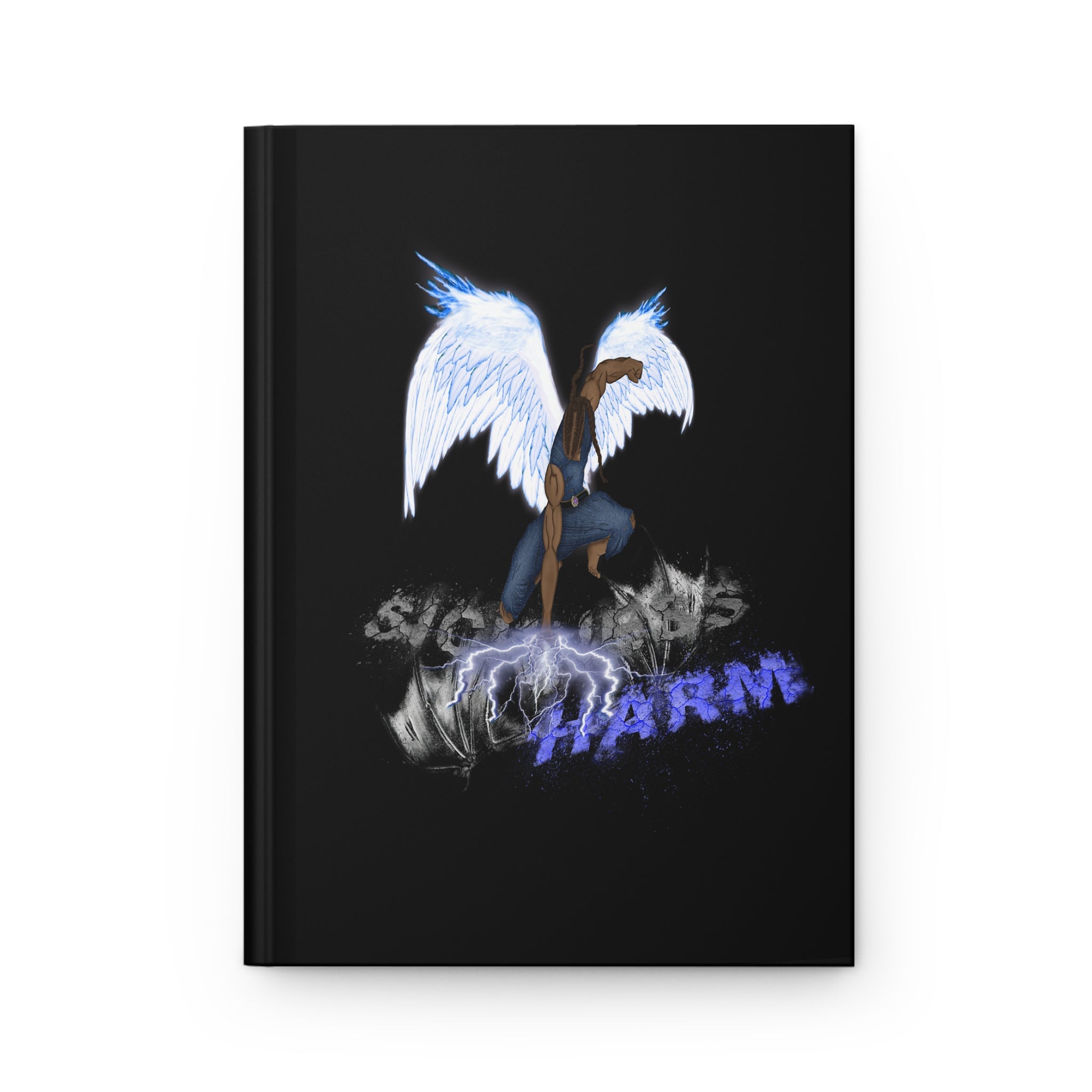Light vs Darkness Blue Fire Angel Psalm 91:11 - Hardcover Journal 150 Lined Ruled
