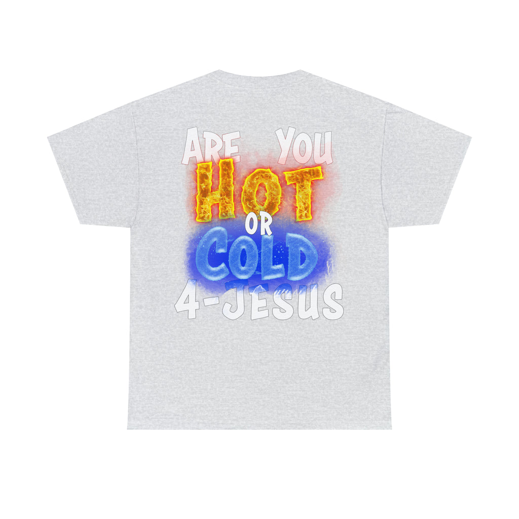 I AM ON FIRE 4-JESUS - ARE YOU HOT OR COLD 4-JESUS (Unisex Heavy Cotton Tee) PRICES VARY UPON COLOR AND SIZE