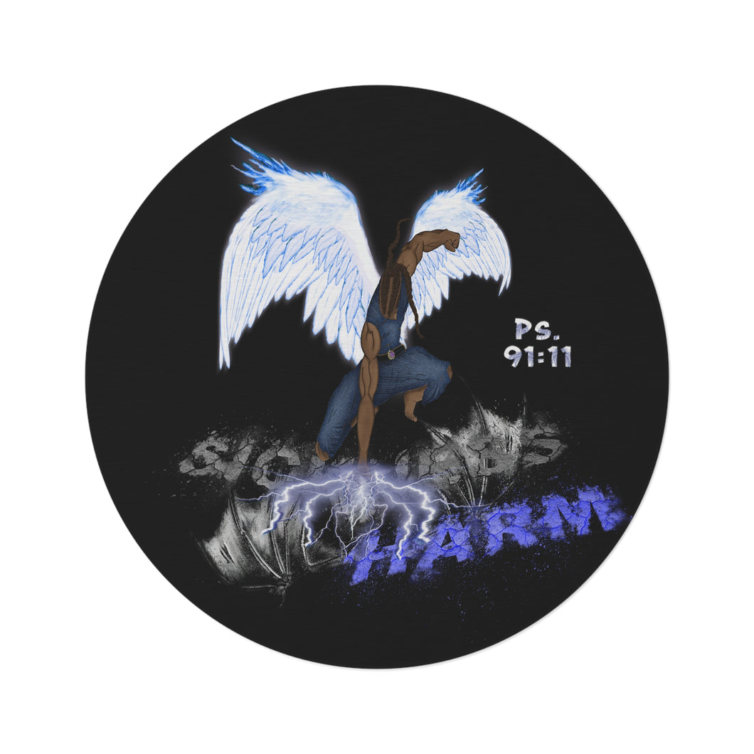 Light vs Darkness Blue Angel (Round Rug)