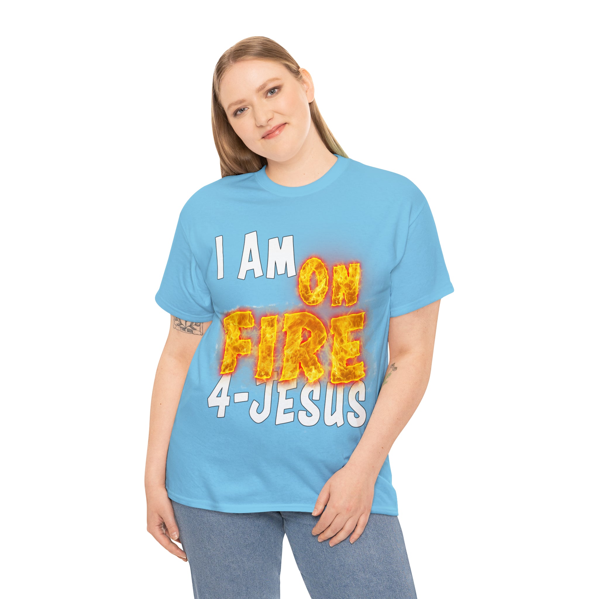 I AM ON FIRE 4-JESUS - ARE YOU HOT OR COLD 4-JESUS (Unisex Heavy Cotton Tee) PRICES VARY UPON COLOR AND SIZE