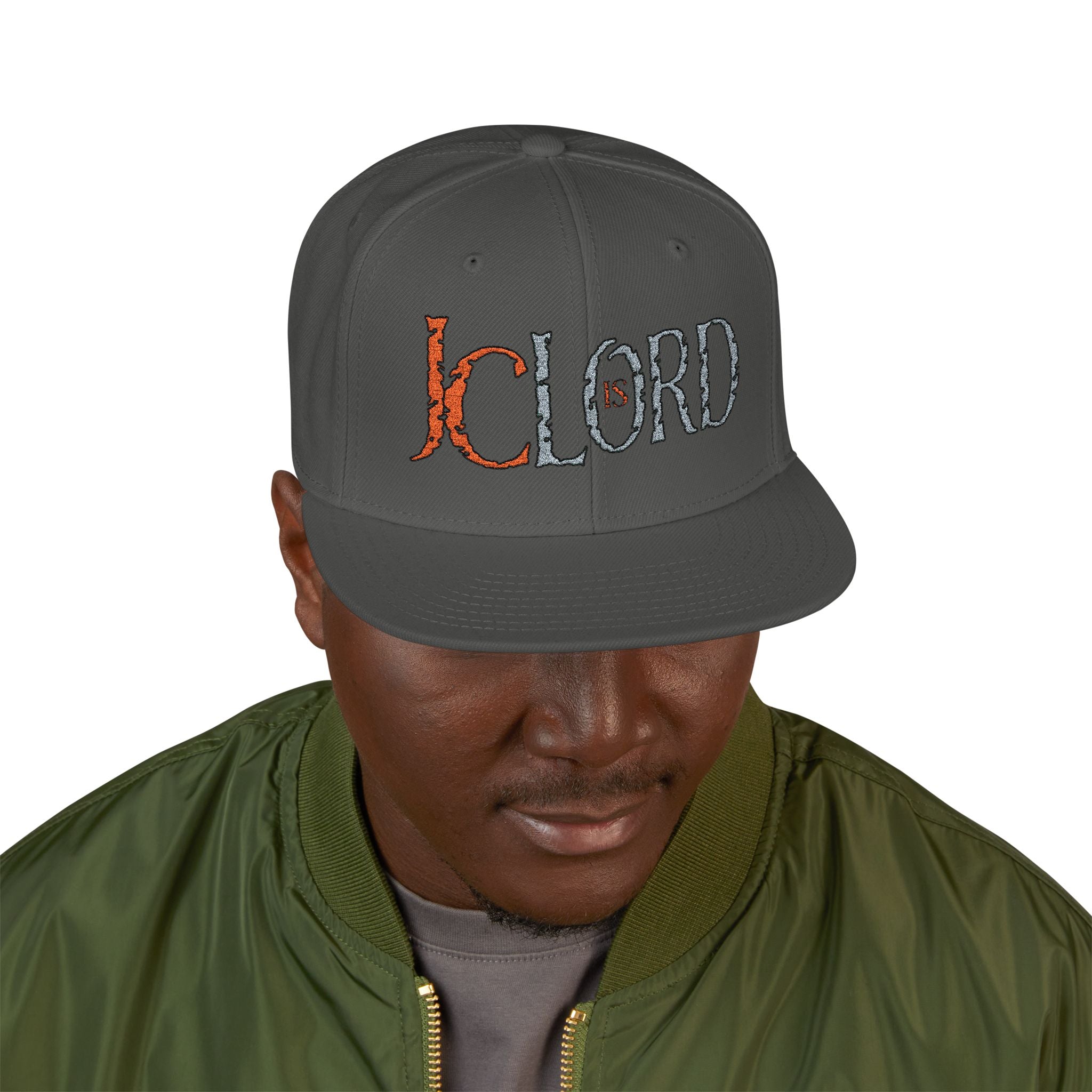 JC IS LORD (Orange/Gray Ltrs) - Snapback (Embroidery)