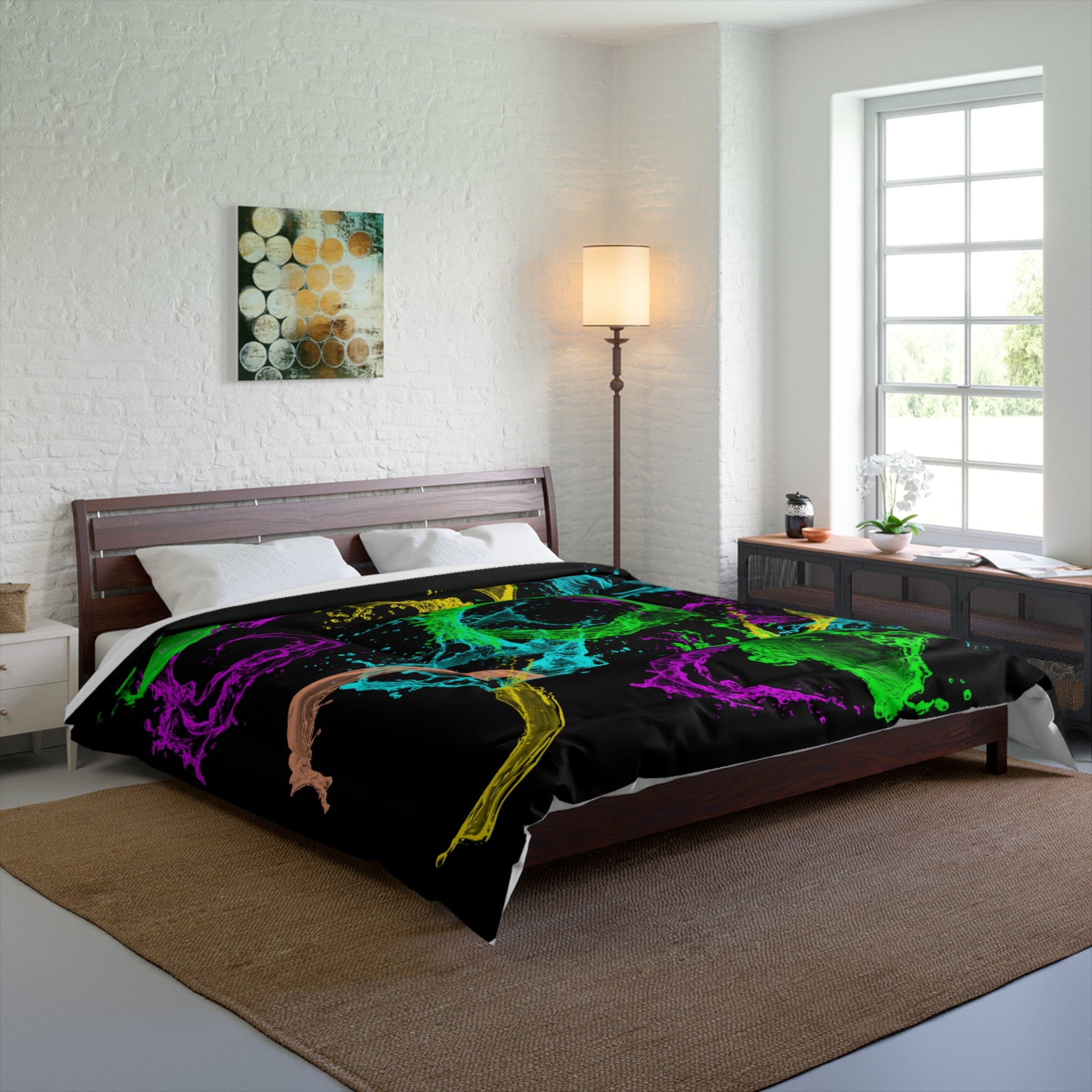 Vibrant Water Splashes, Comforter Cover - Colorful Bedspread for Art Lovers, Cozy Bedroom Décor, Unique Gift for Home, Modern Design, Fun Bedding