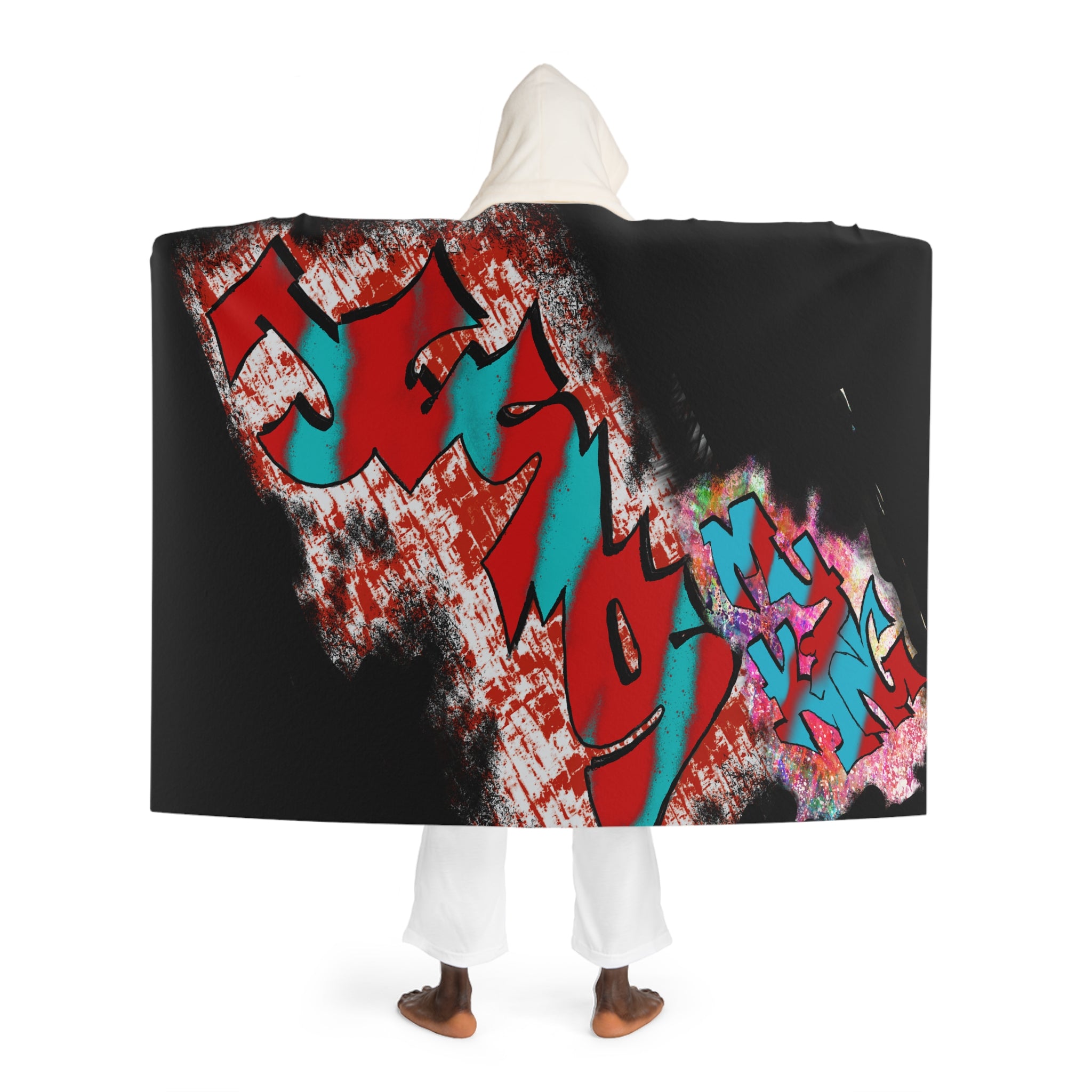 JESUS M KING - Graffiti (Hooded Sherpa Fleece Blanket-Black)