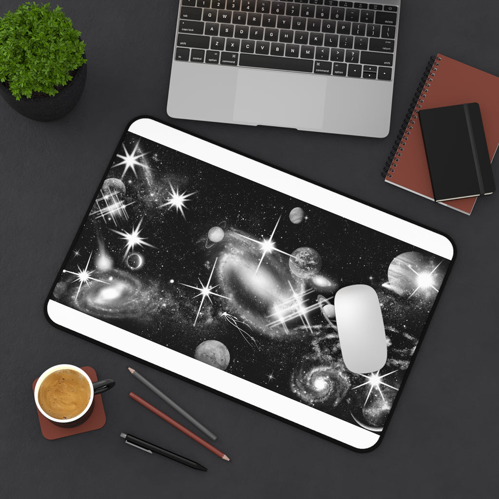 Black & White Space -  Desk Mat for Gamers & Creatives - Cosmic Space Design