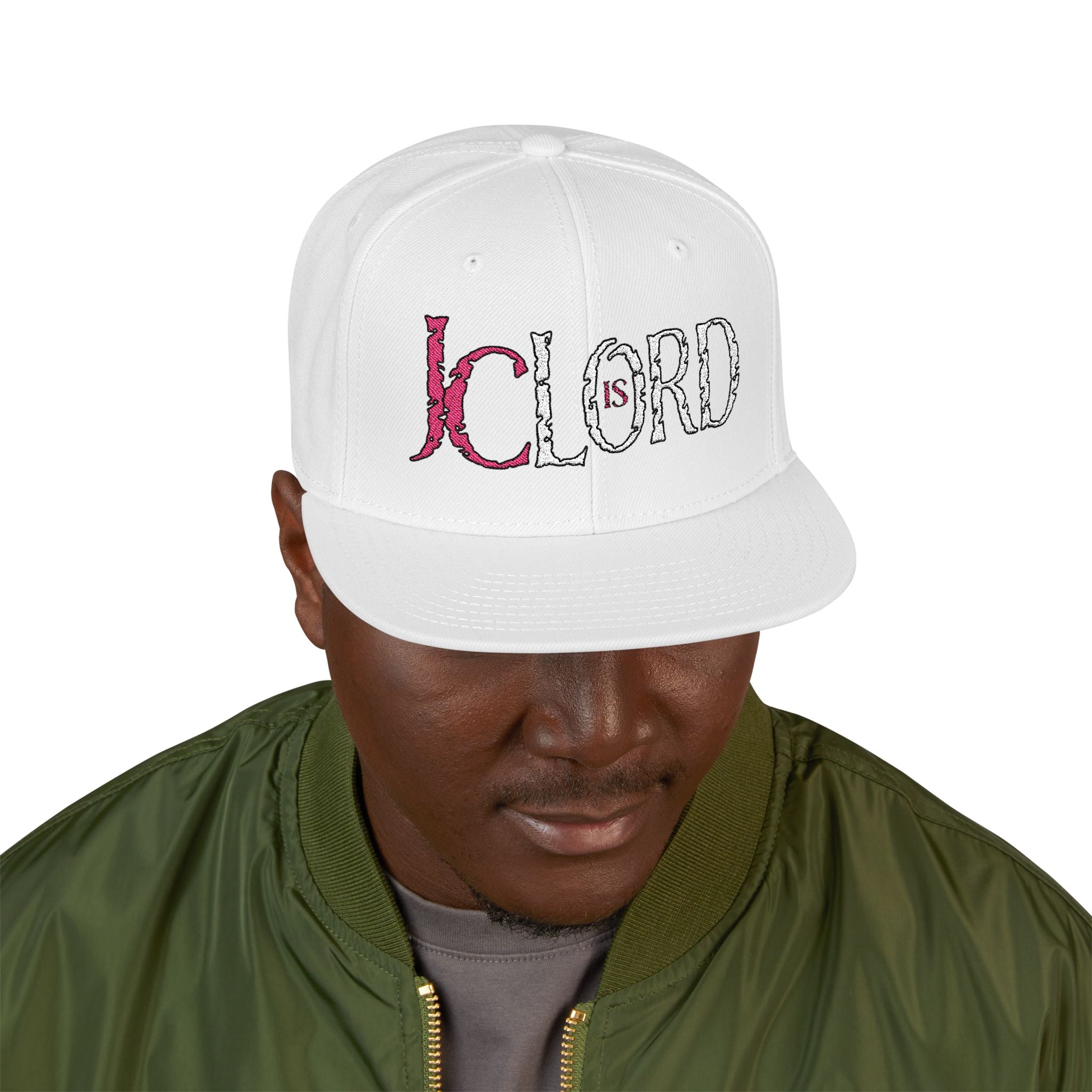 JC is Lord (Red/White Ltrs) Snapback (Embroidery)
