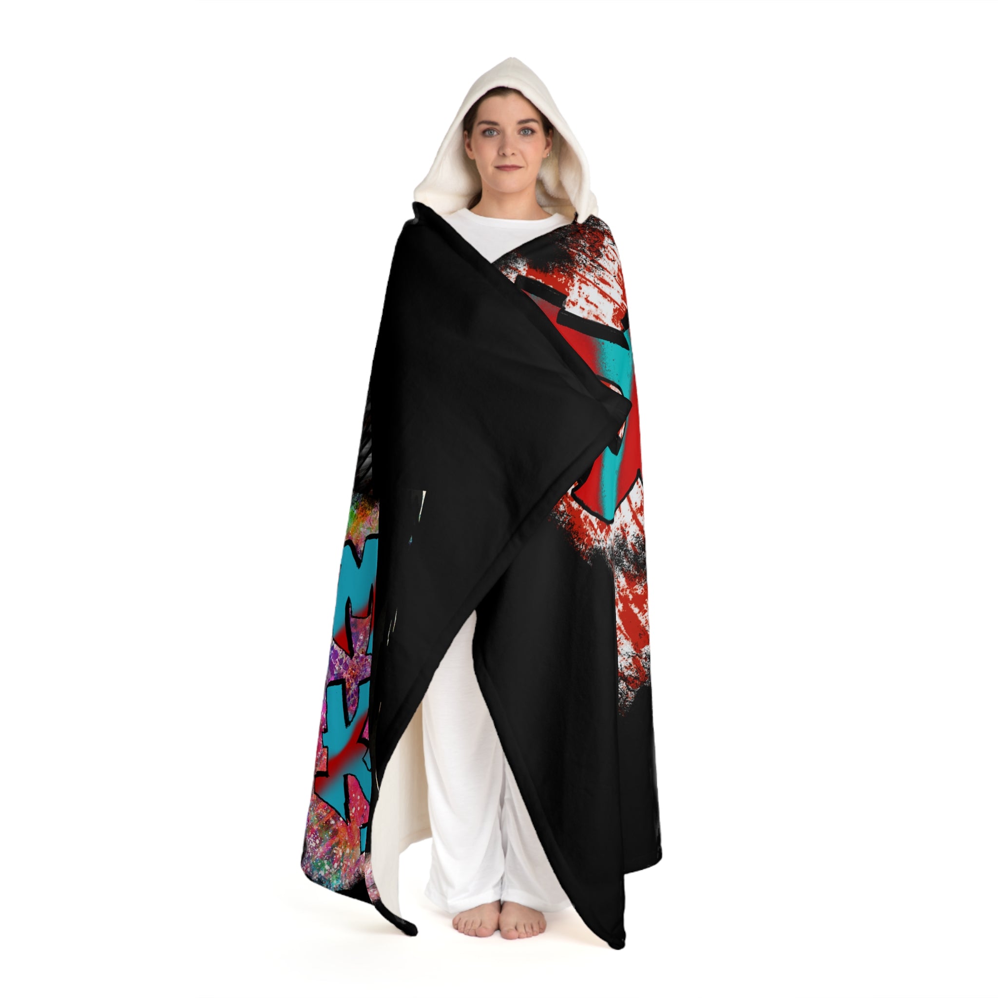 JESUS M KING - Graffiti (Hooded Sherpa Fleece Blanket-Black)