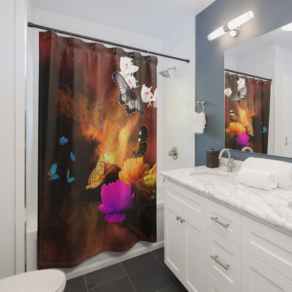 Beautiful Butterfly Floral Shower Curtain - Vibrant Decor for Nature Lovers