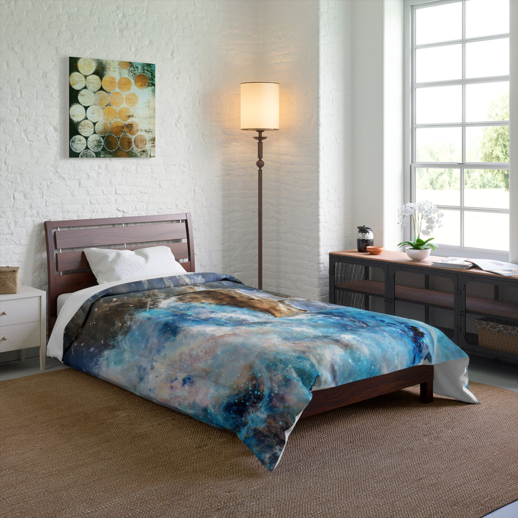 Galactic Blue Comforter, Space-Themed Bedding, Cozy Bedroom Decor, Unique Gift for Astronomers, Celestial Home Accessories