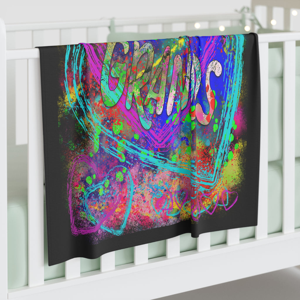 GRANDS w/Multi-colored Hearts & background ( Baby Swaddle Blanket)