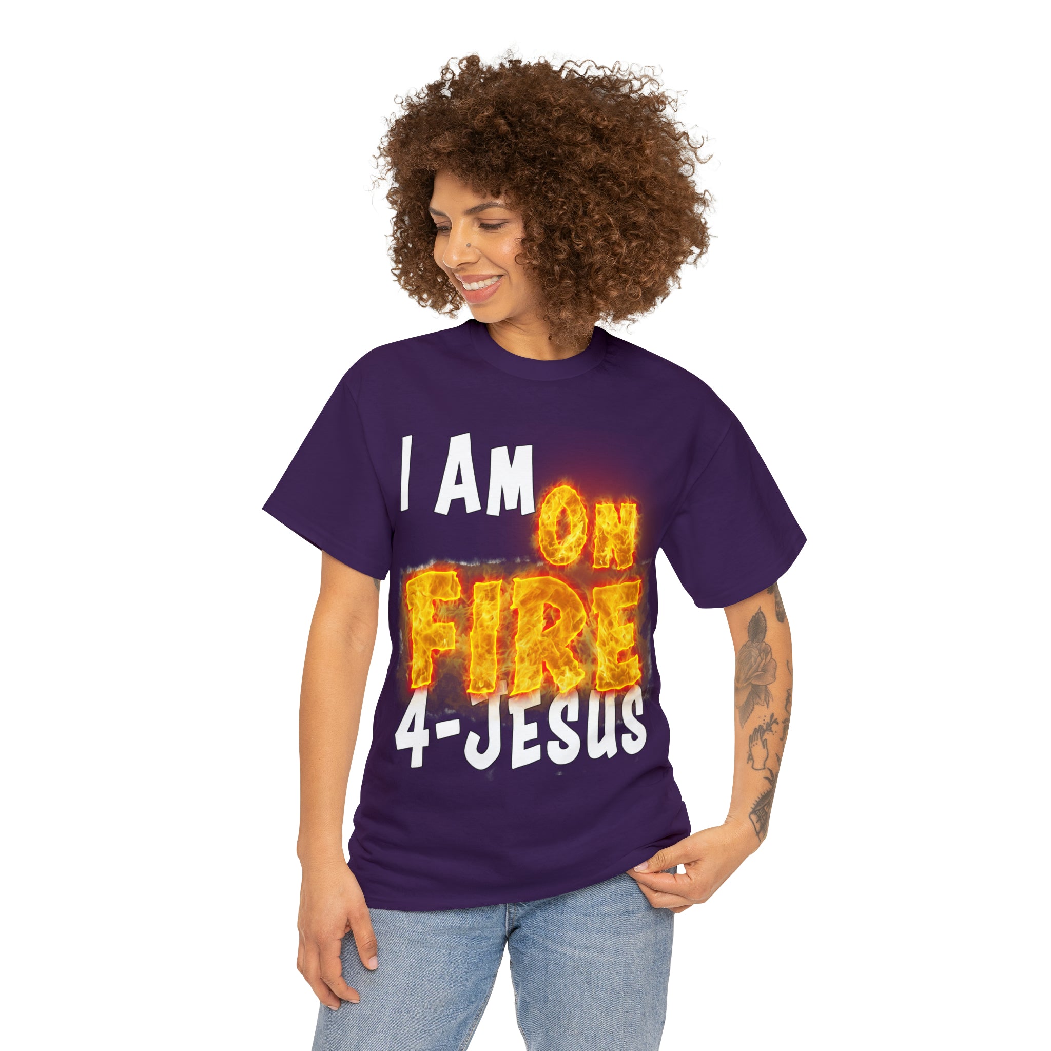 I AM ON FIRE 4-JESUS - ARE YOU HOT OR COLD 4-JESUS (Unisex Heavy Cotton Tee) PRICES VARY UPON COLOR AND SIZE