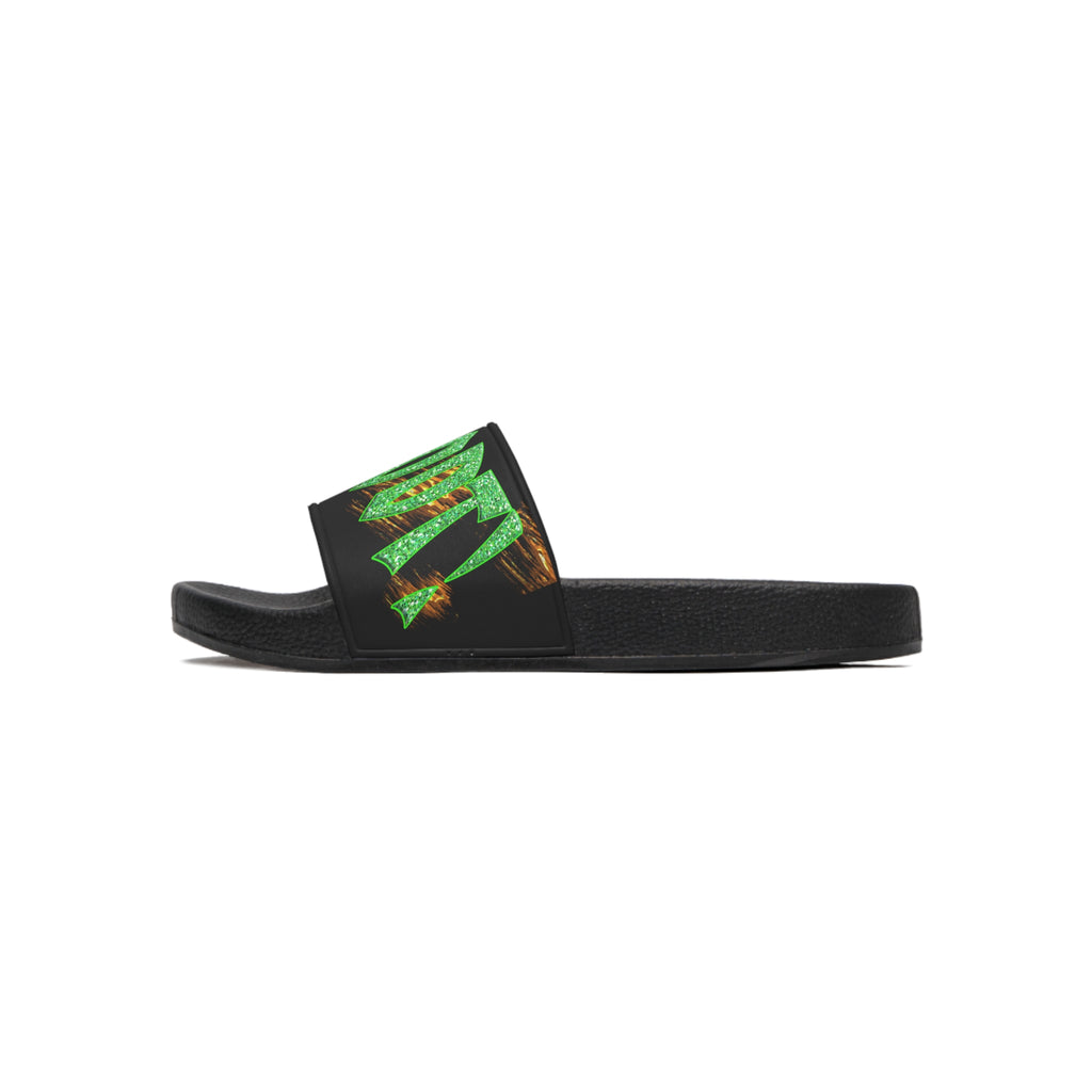 God Said It PERIODT!  (Men's Slide Sandals) Green & Silver