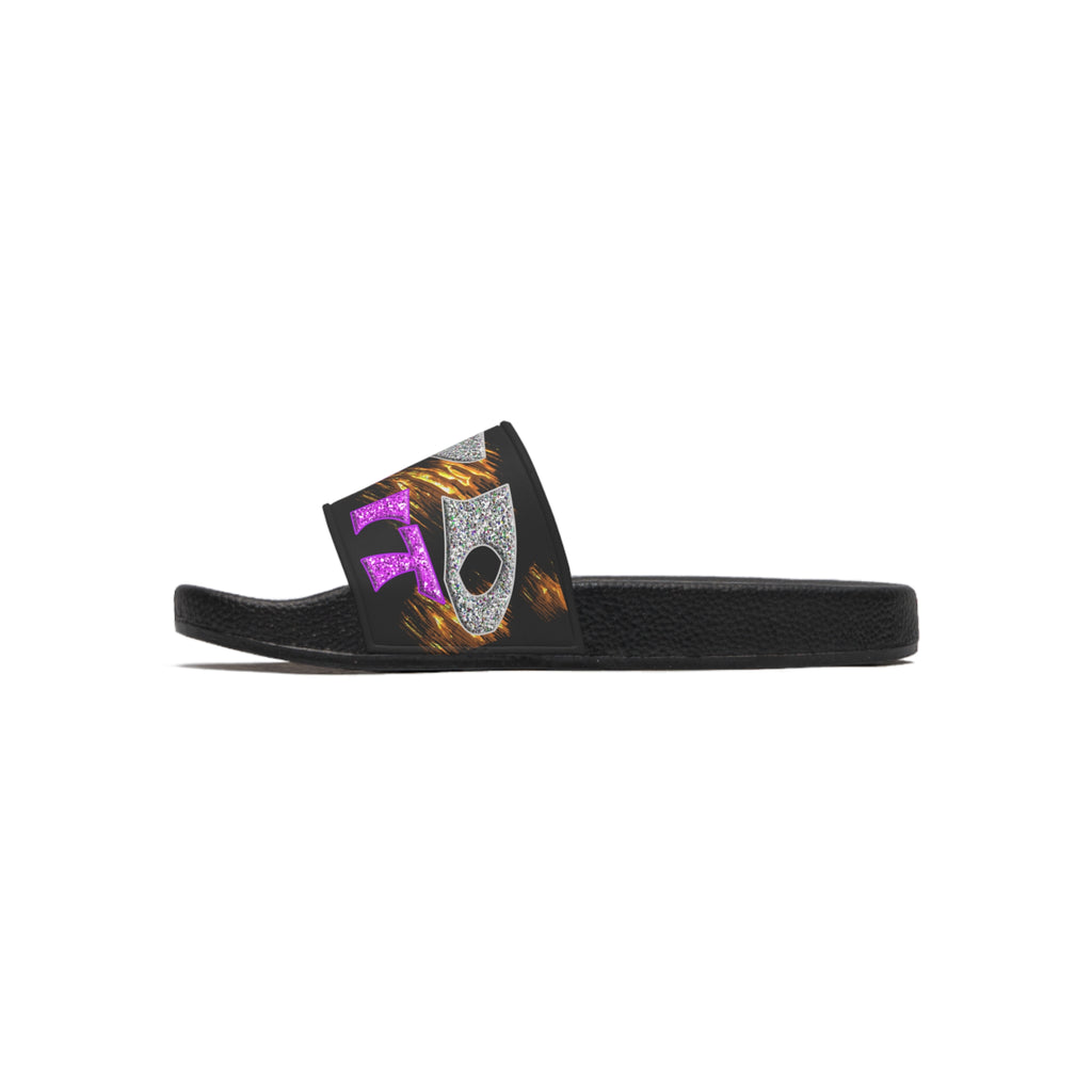 God said it - Periodt! (Men's Slide Sandals) Turquoise - Silver & Magenta