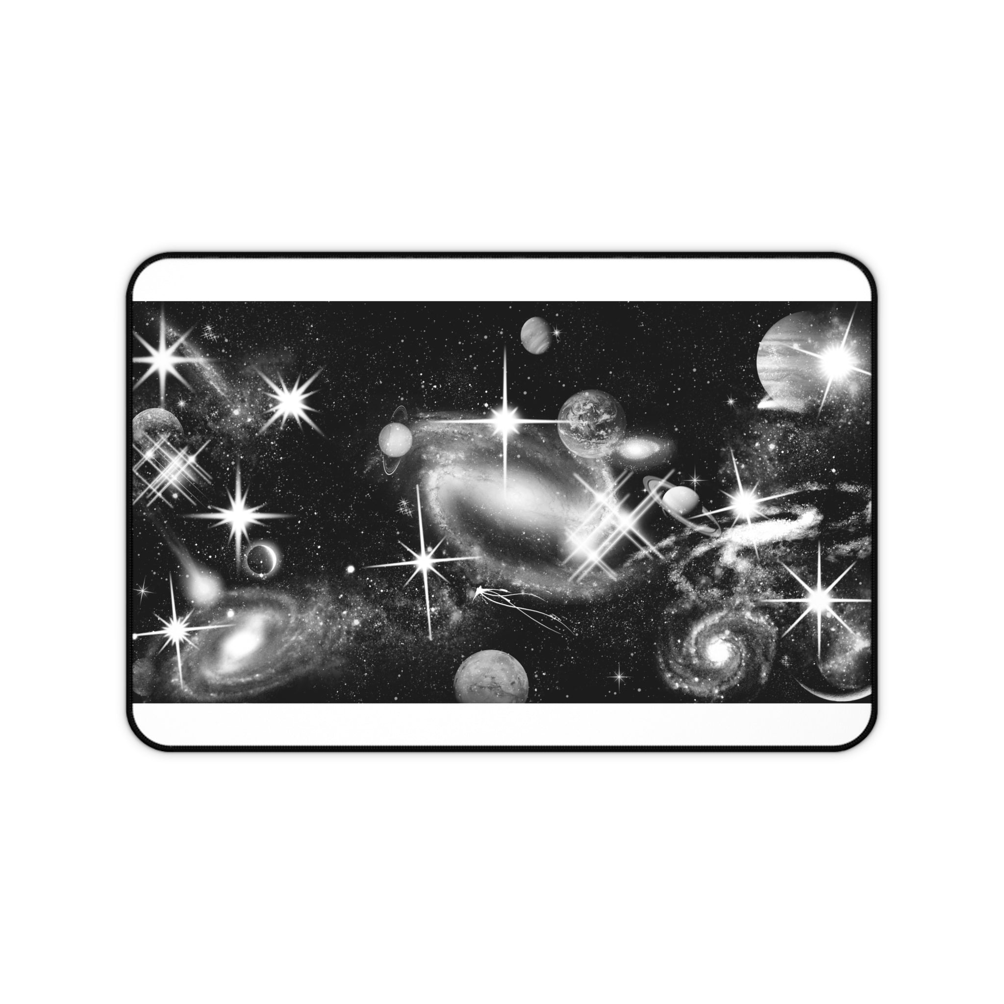 Black & White Space -  Desk Mat for Gamers & Creatives - Cosmic Space Design