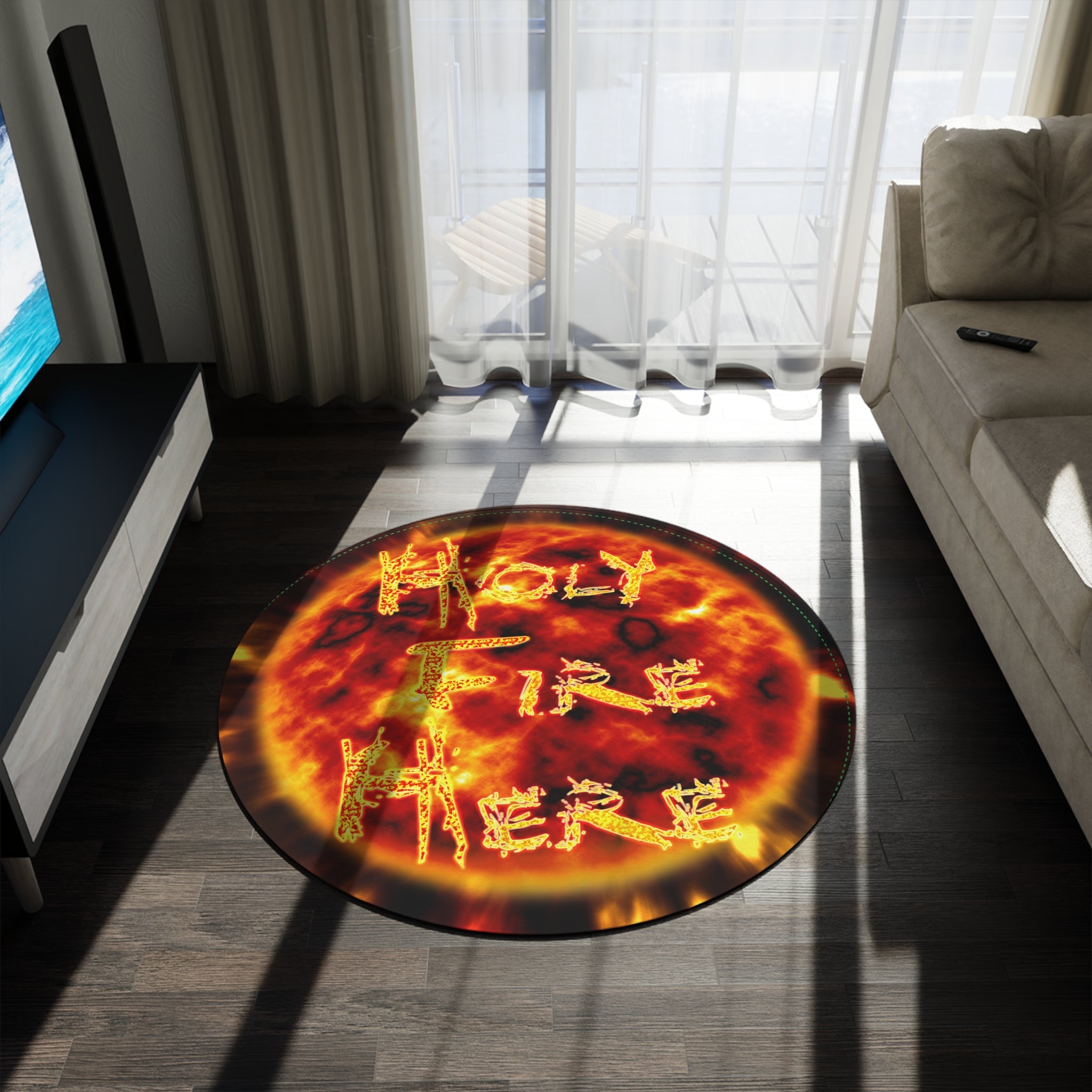 Holy Fire Here (Round Rug)