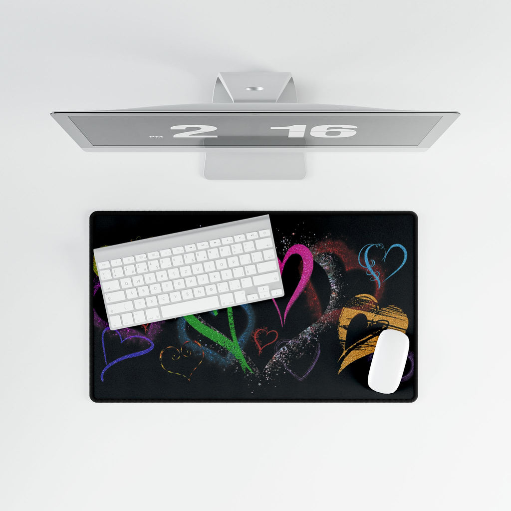 Colorful Love Heart Desk Mat - Ideal for Home Office & Gift Giving