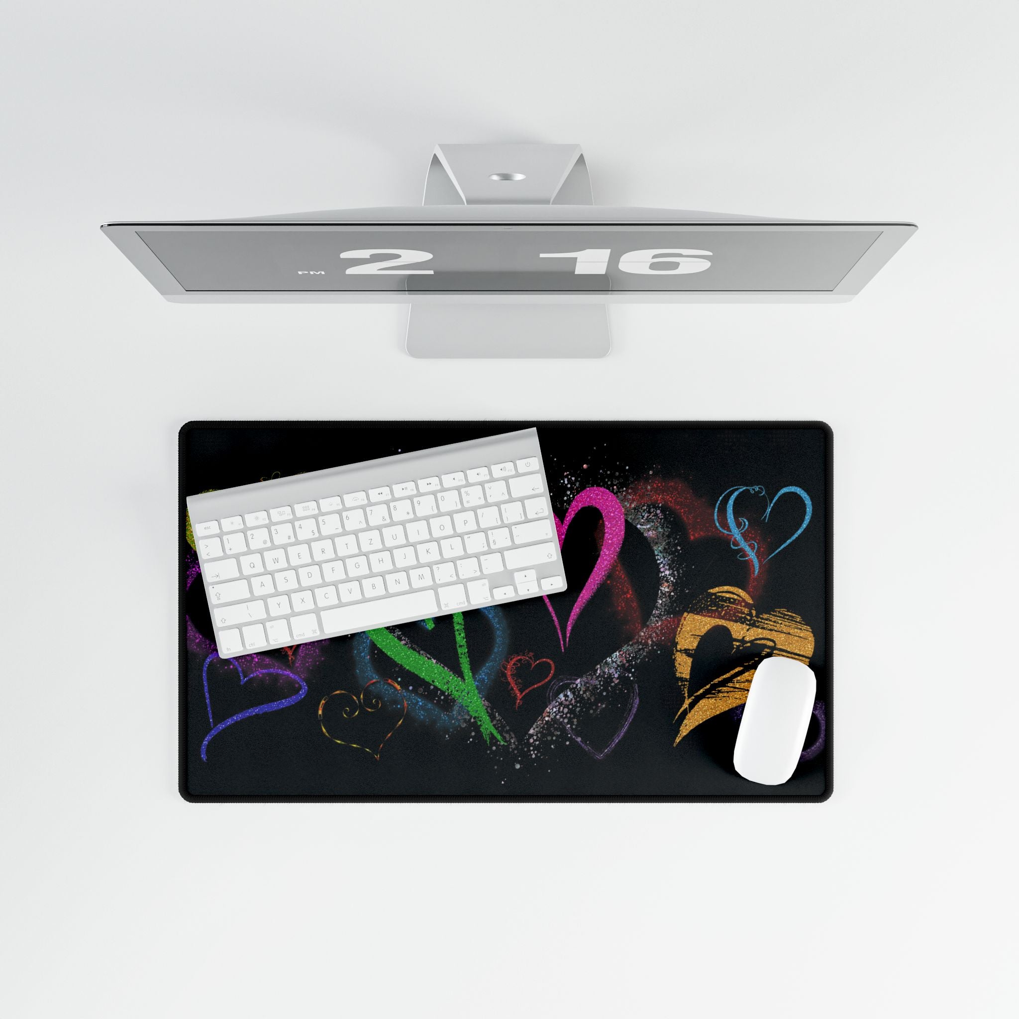 Colorful Love Heart Desk Mat - Ideal for Home Office & Gift Giving