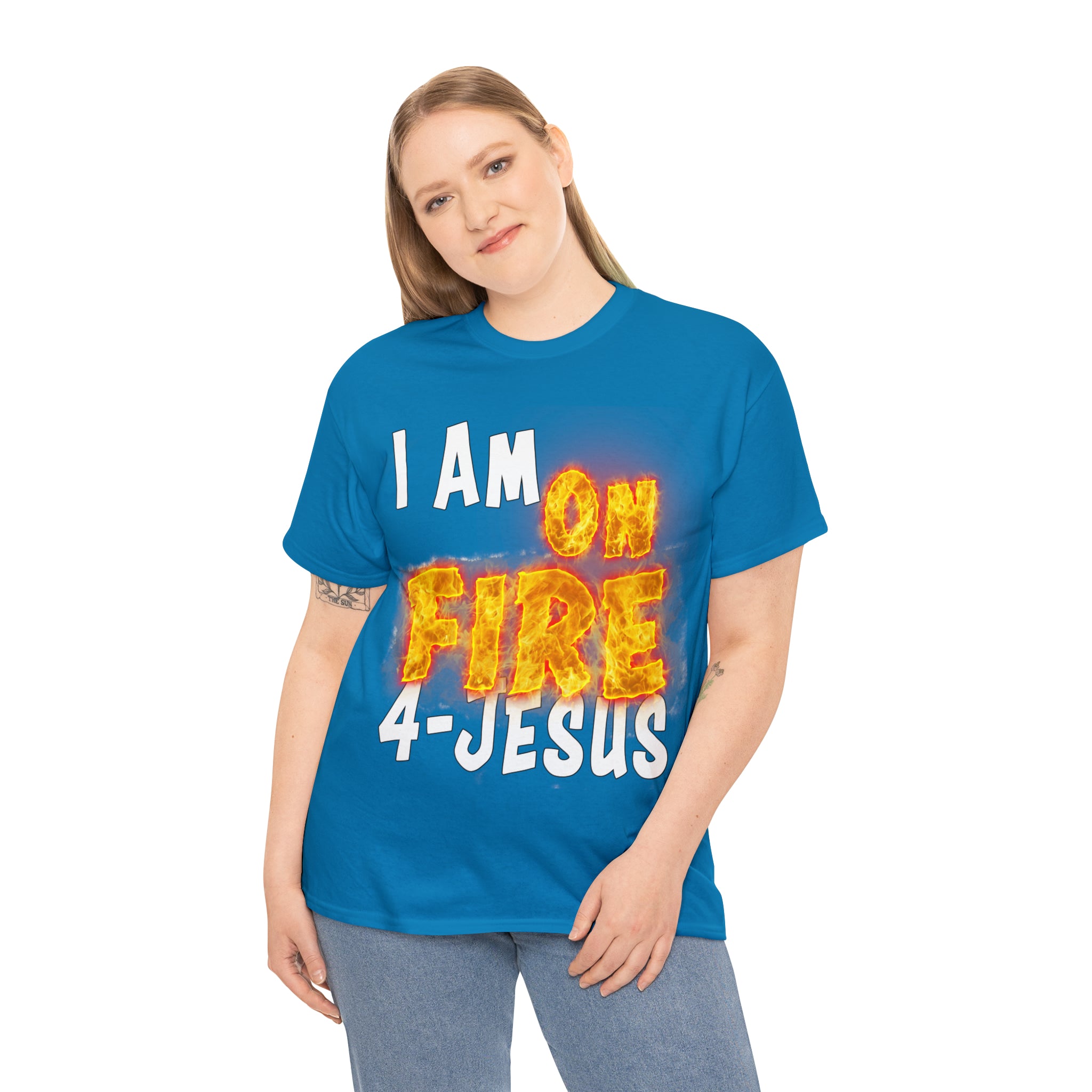 I AM ON FIRE 4-JESUS - ARE YOU HOT OR COLD 4-JESUS (Unisex Heavy Cotton Tee) PRICES VARY UPON COLOR AND SIZE