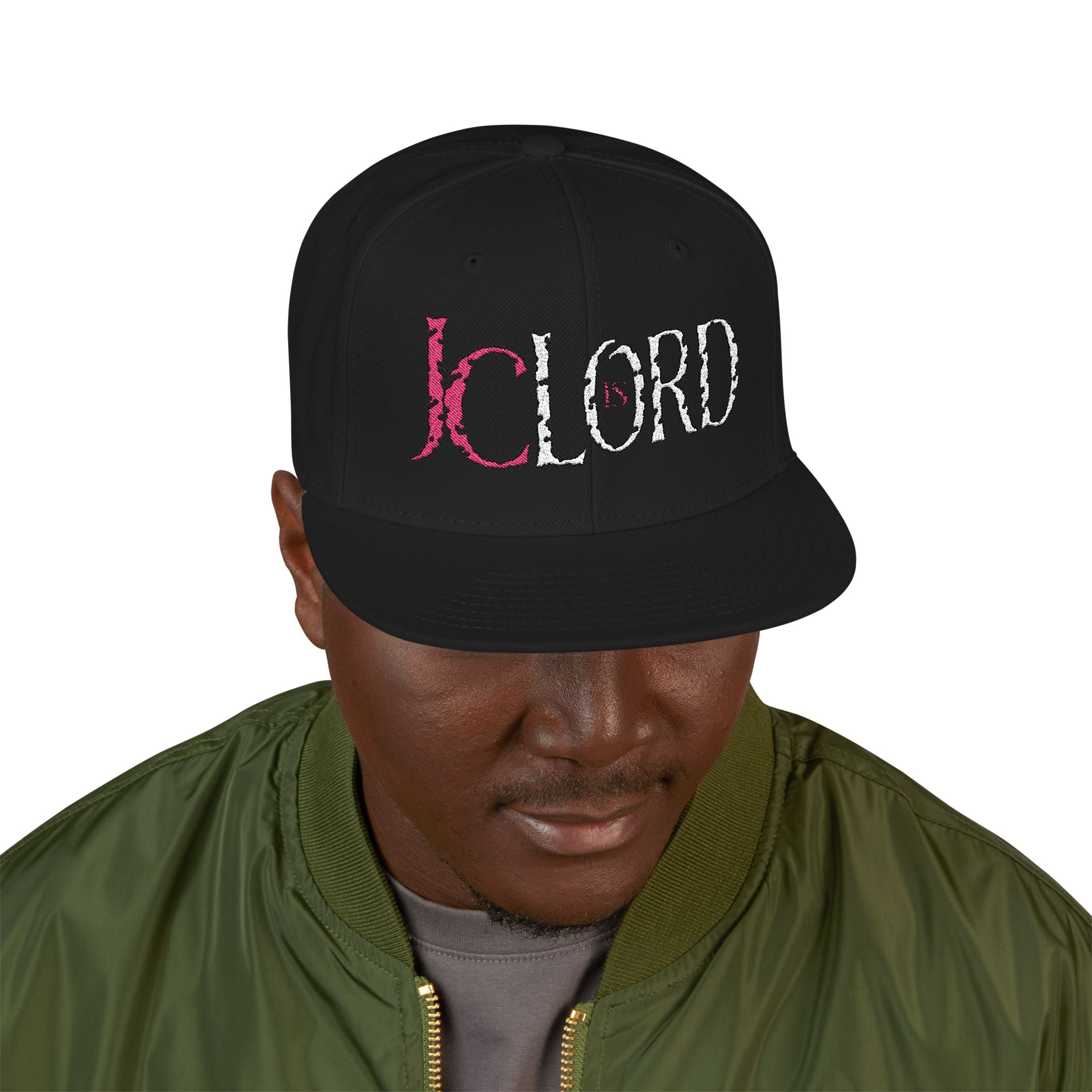 JC is Lord (Red/White Ltrs) Snapback (Embroidery)