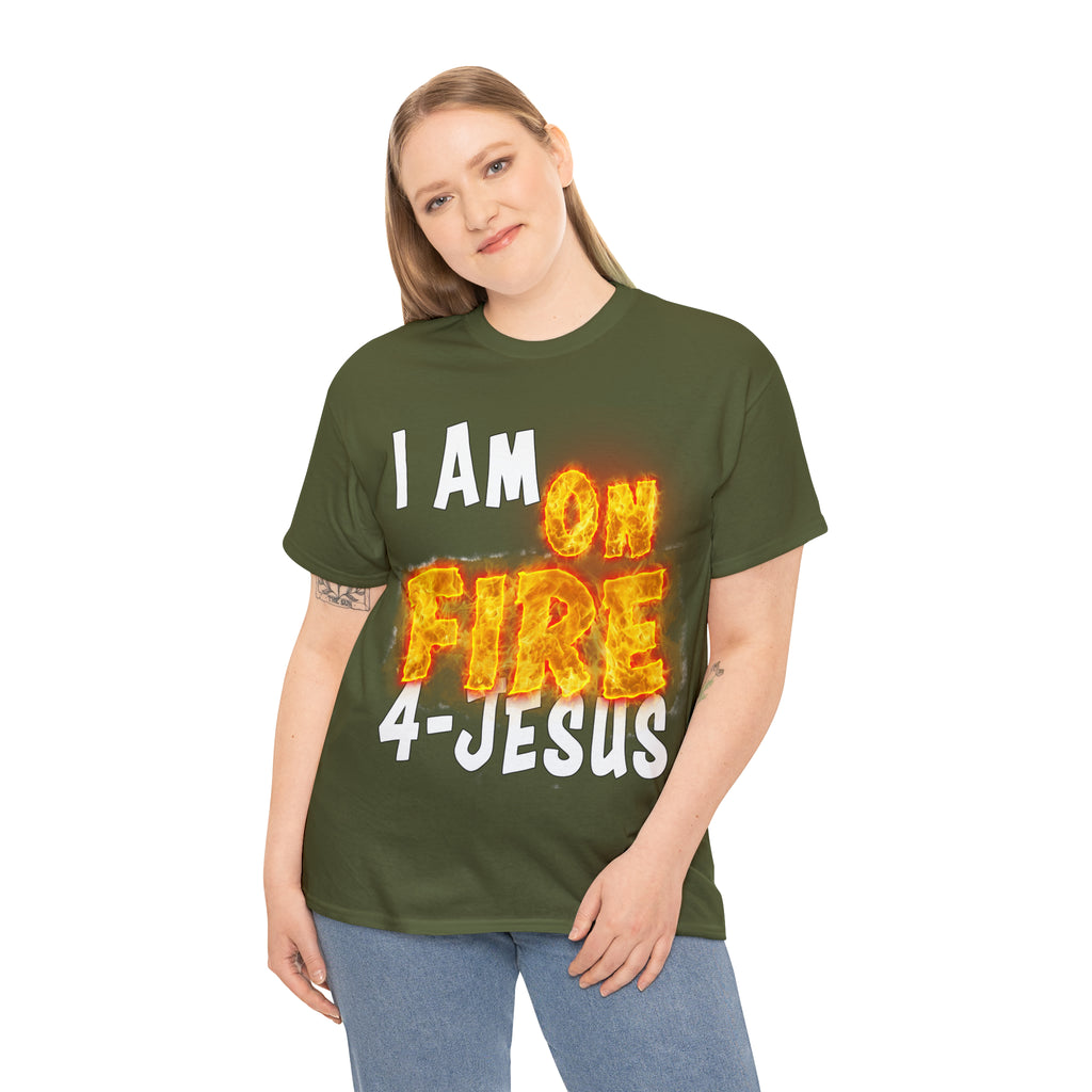 I AM ON FIRE 4-JESUS - ARE YOU HOT OR COLD 4-JESUS (Unisex Heavy Cotton Tee) PRICES VARY UPON COLOR AND SIZE
