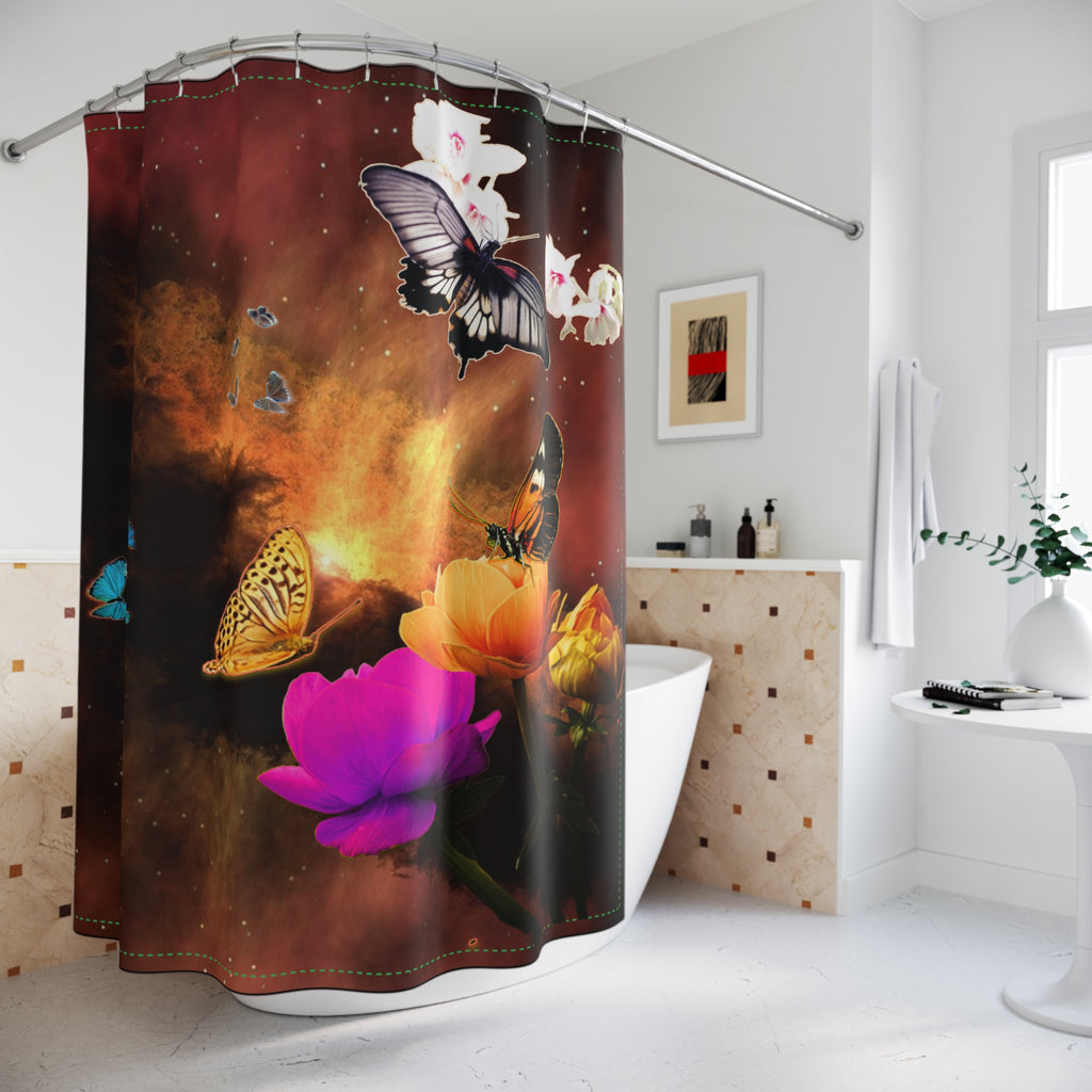 Beautiful Butterfly Floral Shower Curtain - Vibrant Decor for Nature Lovers