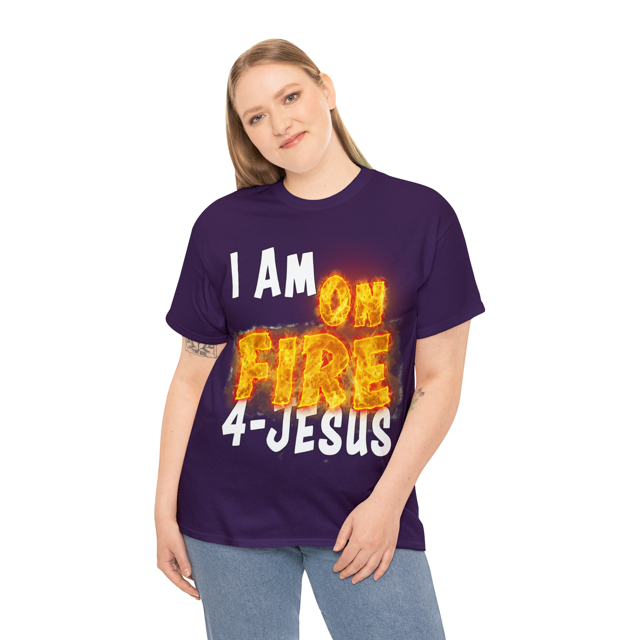 I AM ON FIRE 4-JESUS - ARE YOU HOT OR COLD 4-JESUS (Unisex Heavy Cotton Tee) PRICES VARY UPON COLOR AND SIZE
