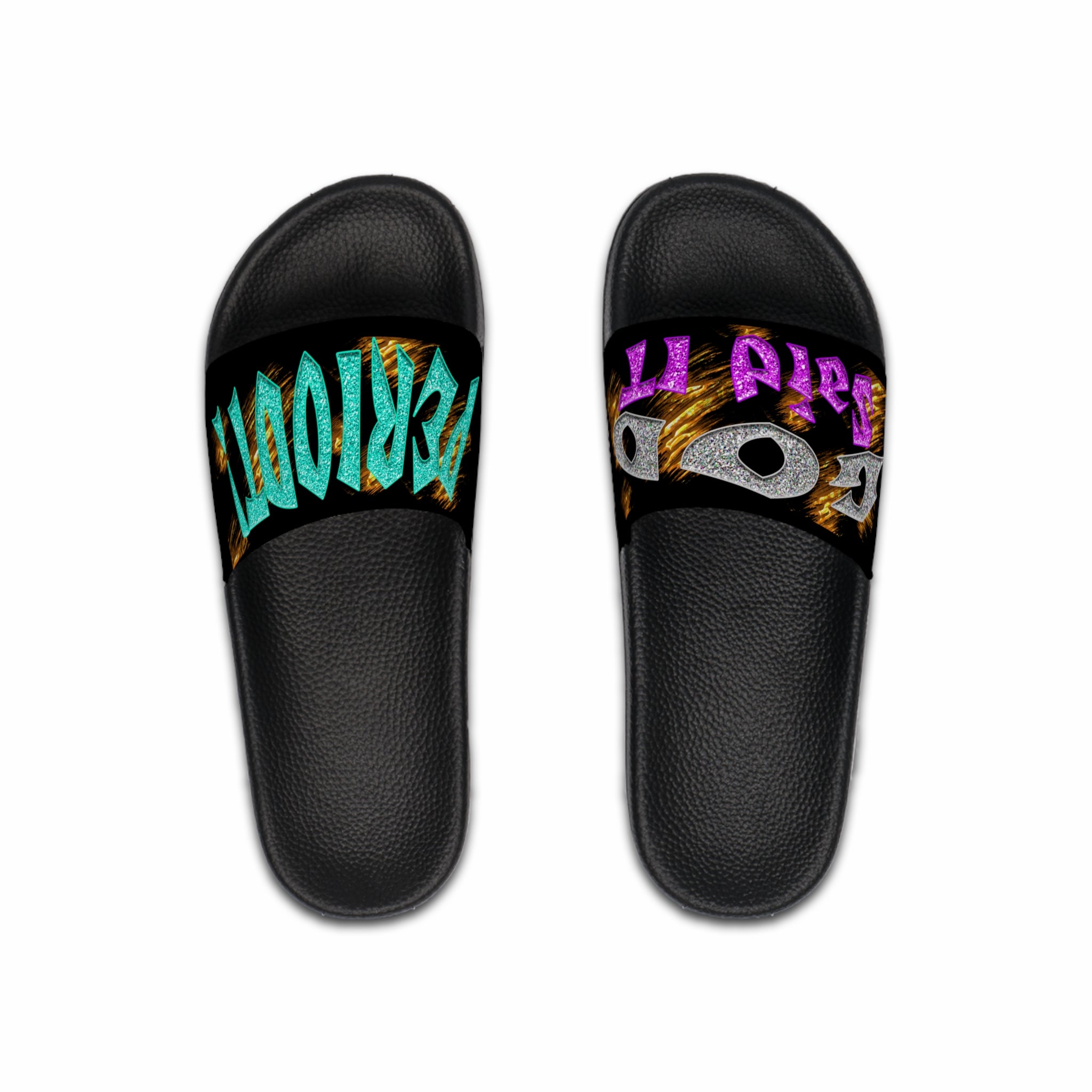God said it - Periodt! (Men's Slide Sandals) Turquoise - Silver & Magenta