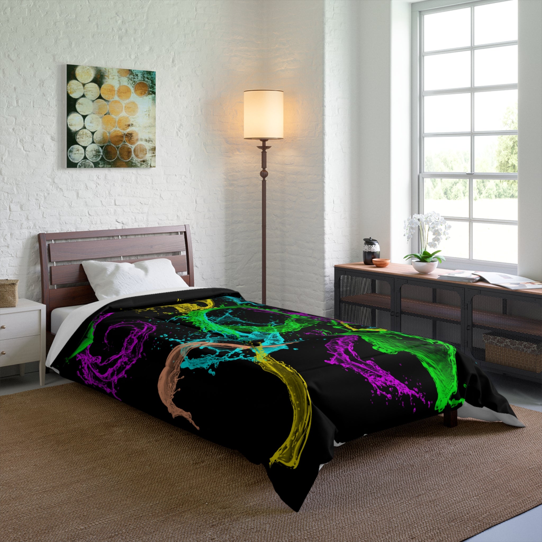 Vibrant Splash Comforter - Colorful Abstract Bedding, Perfect for Kids and Teens, Home Decor, Gift for Any Occasion