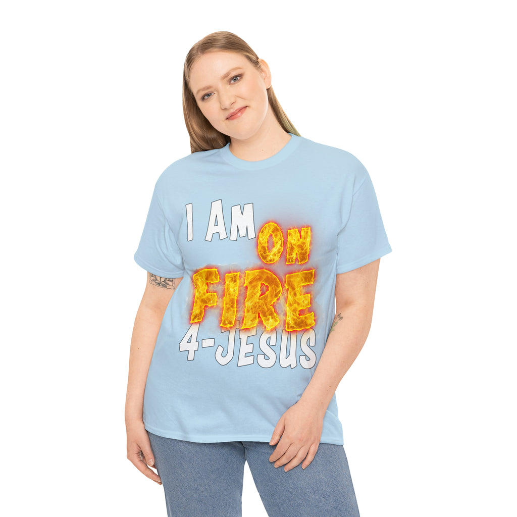 I AM ON FIRE 4-JESUS - ARE YOU HOT OR COLD 4-JESUS (Unisex Heavy Cotton Tee) PRICES VARY UPON COLOR AND SIZE