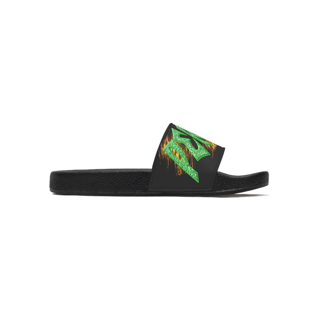 God Said It PERIODT!  (Men's Slide Sandals) Green & Silver