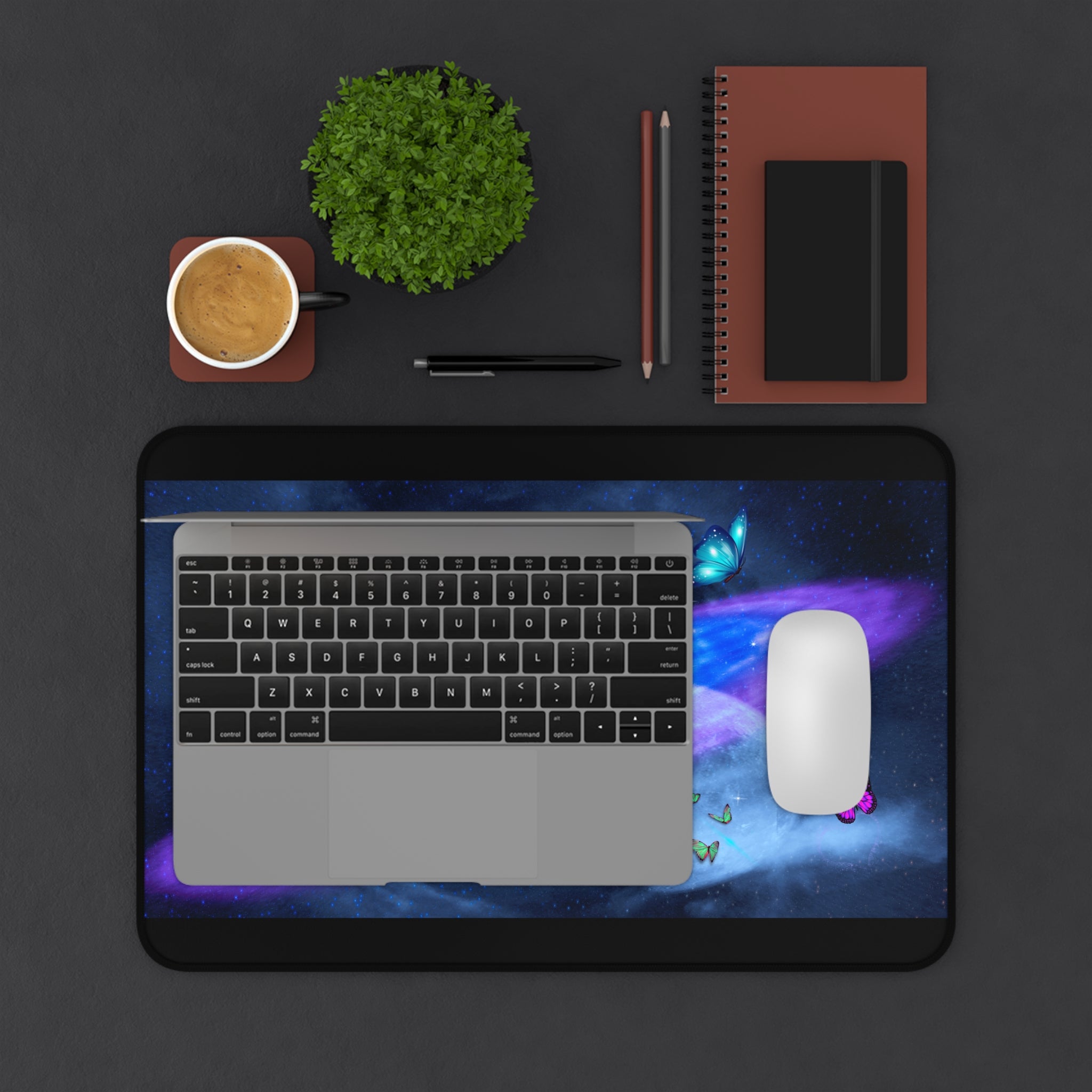 Celestial Desk Mat with Butterflies - Cosmic Office Decor