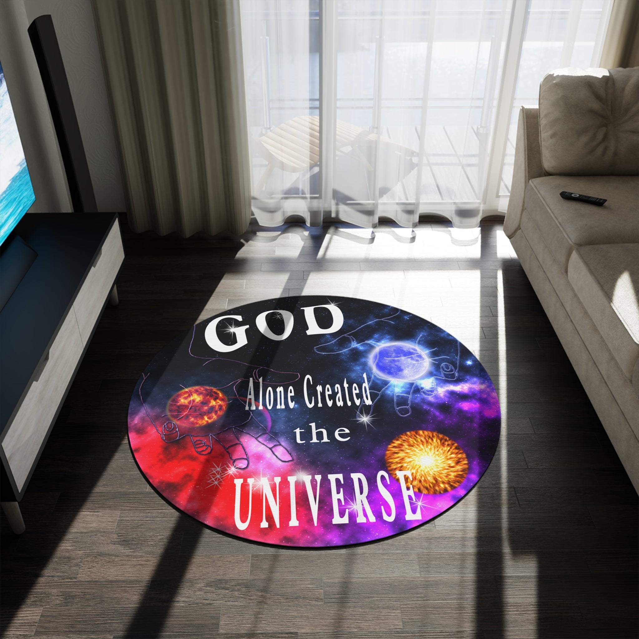 GOD Created the UNIVERSE (Round Rug)
