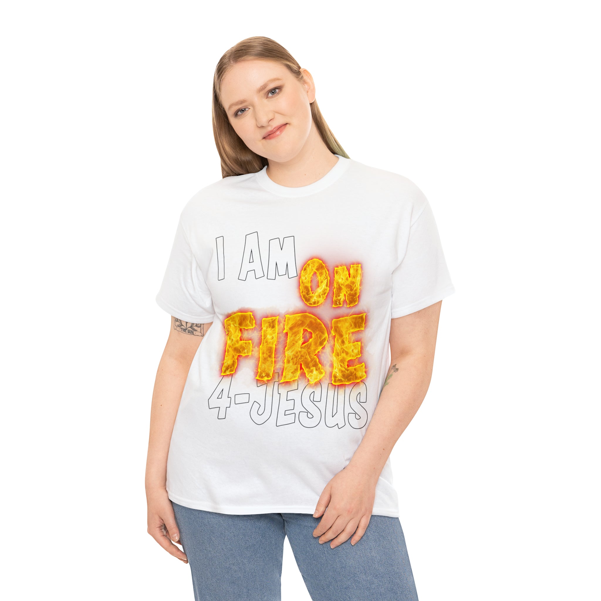 I AM ON FIRE 4-JESUS - ARE YOU HOT OR COLD 4-JESUS (Unisex Heavy Cotton Tee) PRICES VARY UPON COLOR AND SIZE