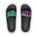 God said it - PERIODT! (Women's Slide Sandals) Turquoise - Silver & Magenta