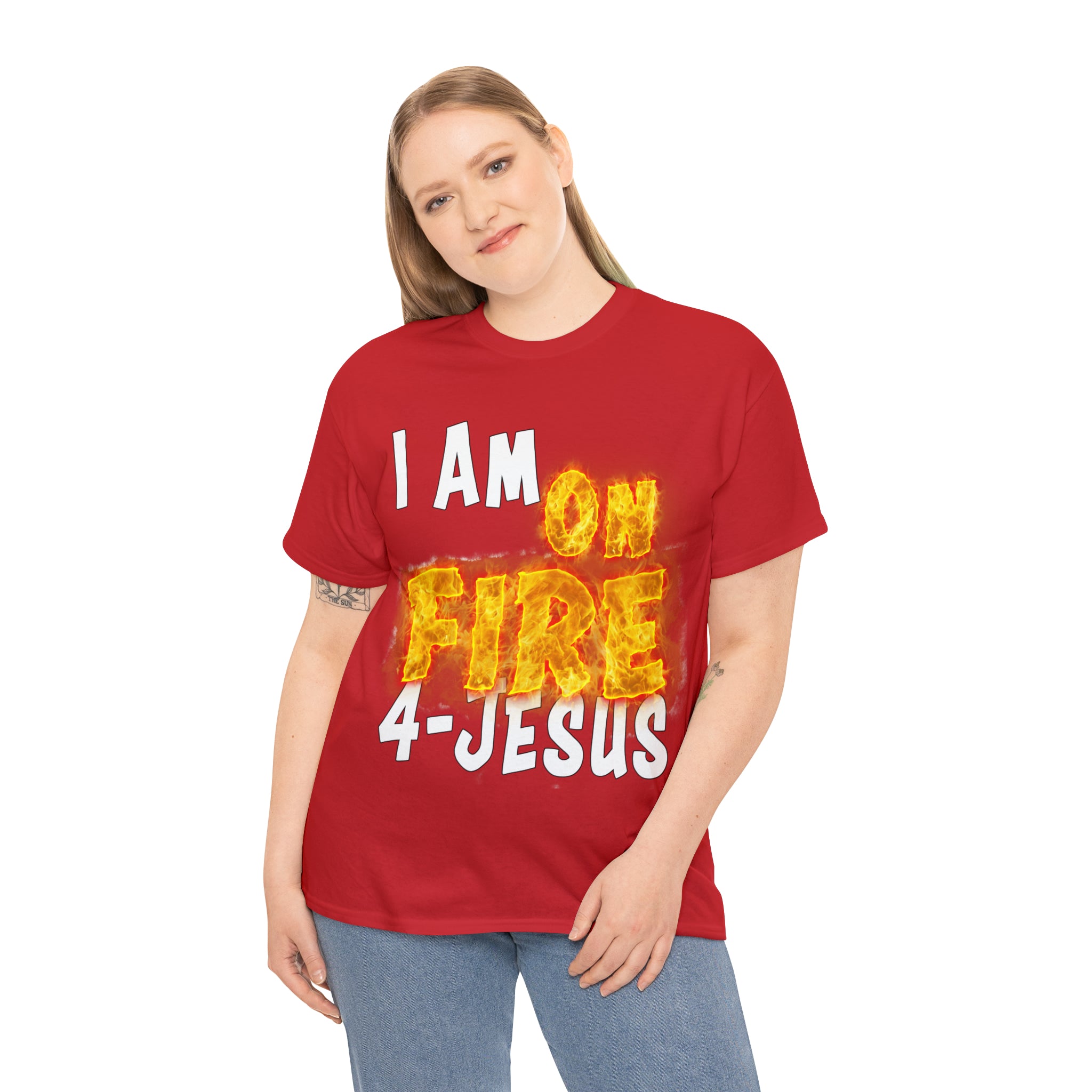 I AM ON FIRE 4-JESUS - ARE YOU HOT OR COLD 4-JESUS (Unisex Heavy Cotton Tee) PRICES VARY UPON COLOR AND SIZE