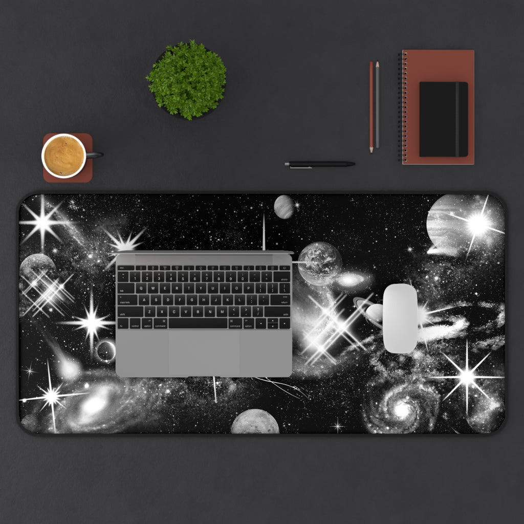 Black & White Space -  Desk Mat for Gamers & Creatives - Cosmic Space Design