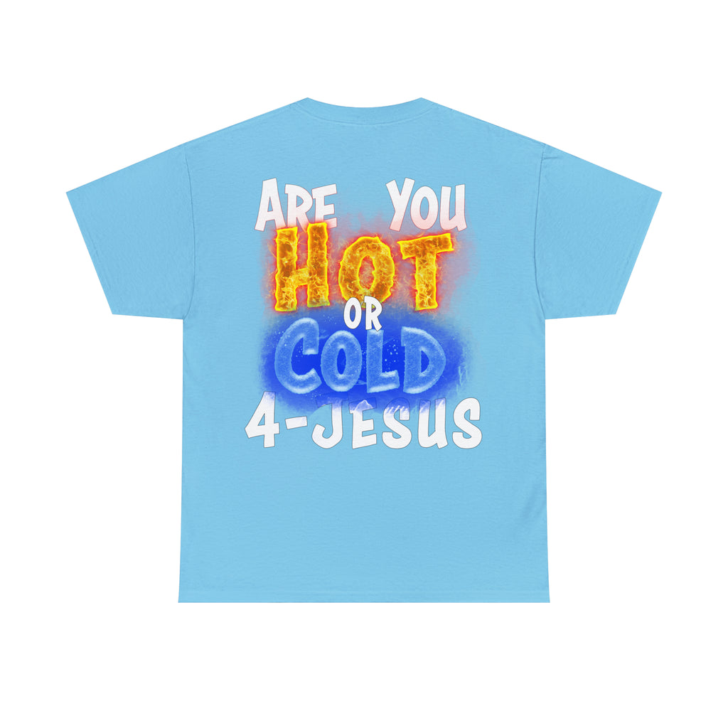 I AM ON FIRE 4-JESUS - ARE YOU HOT OR COLD 4-JESUS (Unisex Heavy Cotton Tee) PRICES VARY UPON COLOR AND SIZE
