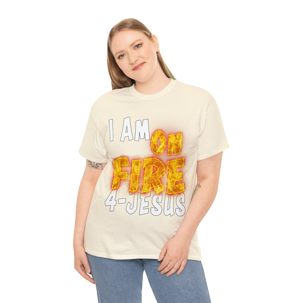 I AM ON FIRE 4-JESUS - ARE YOU HOT OR COLD 4-JESUS (Unisex Heavy Cotton Tee) PRICES VARY UPON COLOR AND SIZE