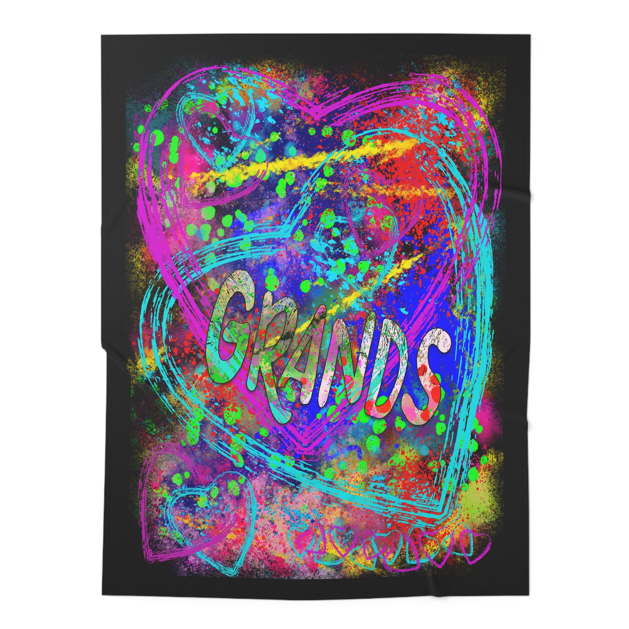 GRANDS w/Multi-colored Hearts & background ( Baby Swaddle Blanket)