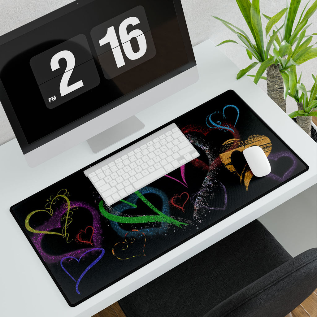 Colorful Love Heart Desk Mat - Ideal for Home Office & Gift Giving