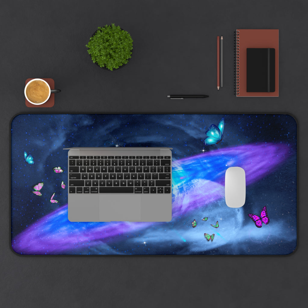 Celestial Desk Mat with Butterflies - Cosmic Office Decor