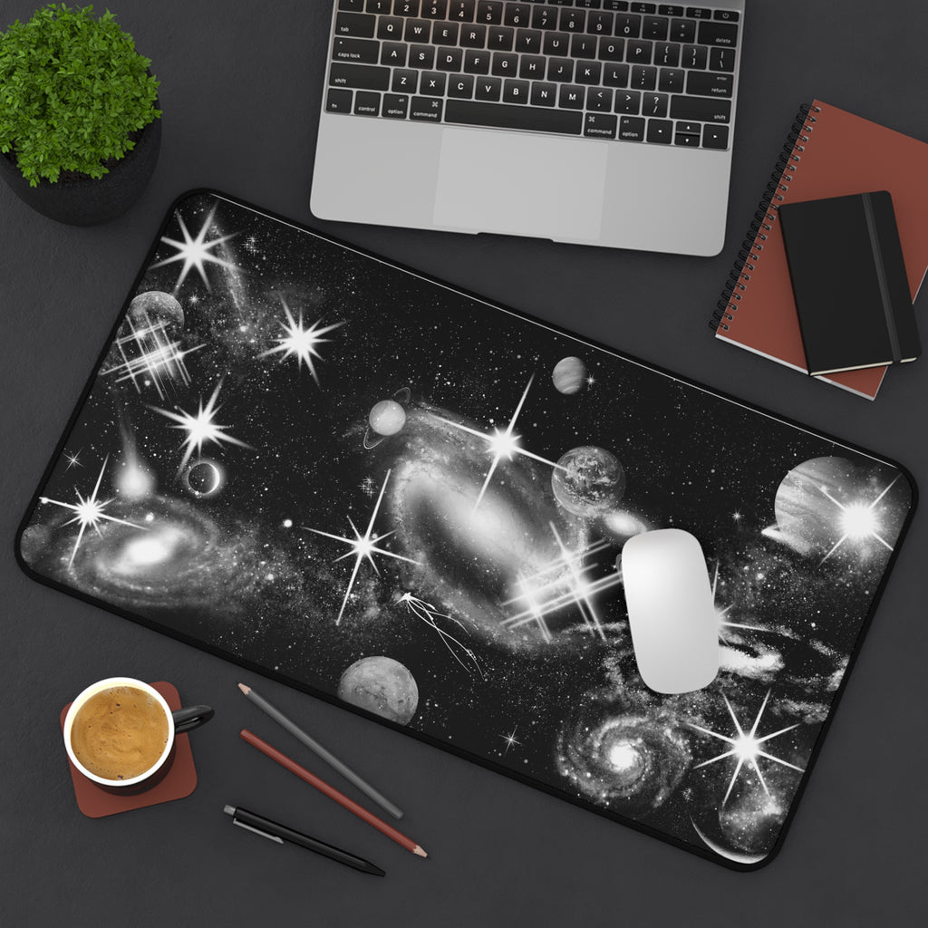 Black & White Space -  Desk Mat for Gamers & Creatives - Cosmic Space Design