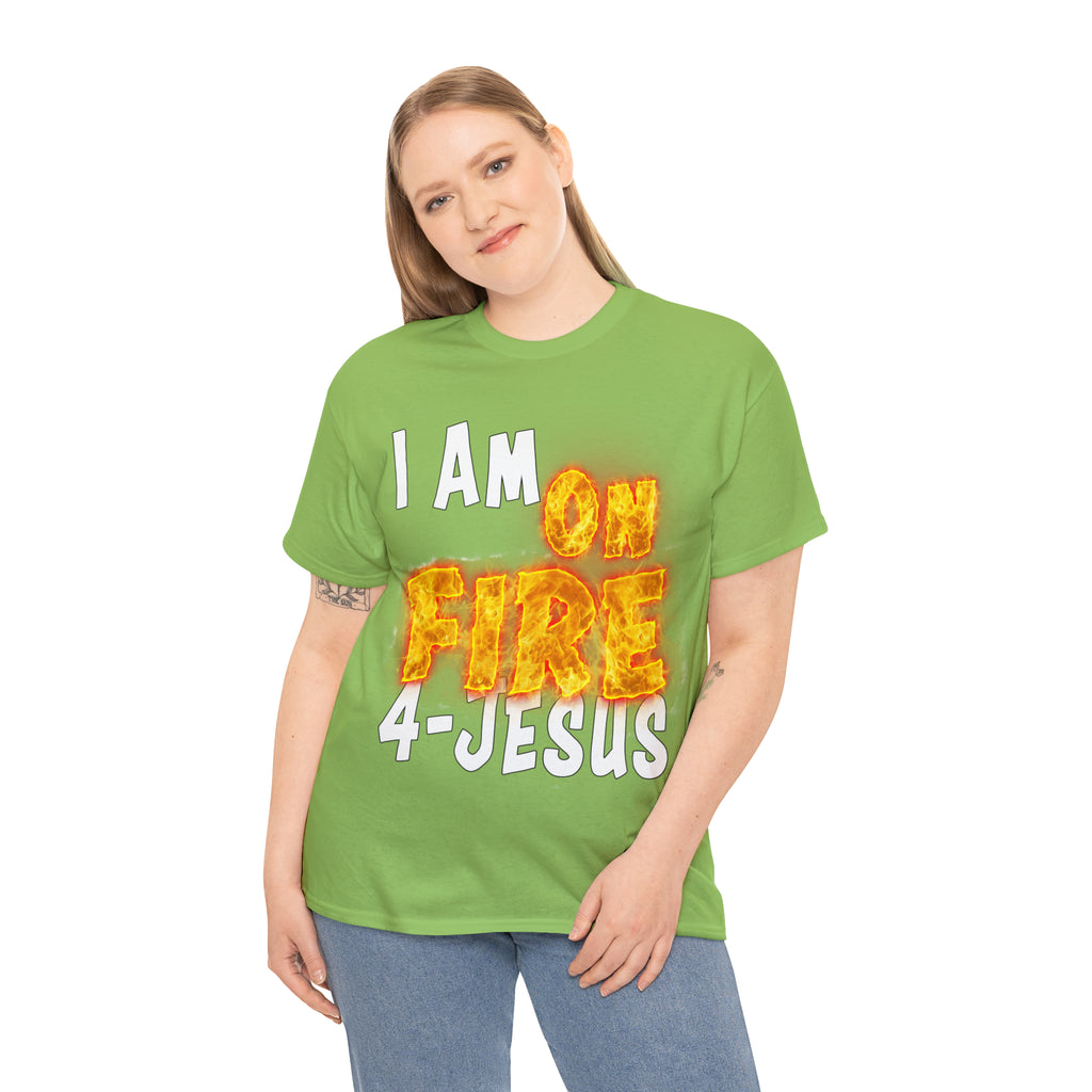 I AM ON FIRE 4-JESUS - ARE YOU HOT OR COLD 4-JESUS (Unisex Heavy Cotton Tee) PRICES VARY UPON COLOR AND SIZE